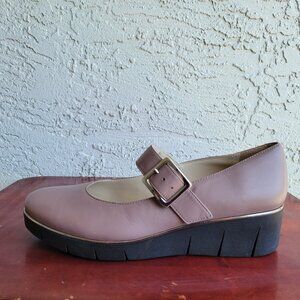 Amalfi Geronimo Leather Wedge Mary Jones Platform Size 11 M Rosewood Color Shoes